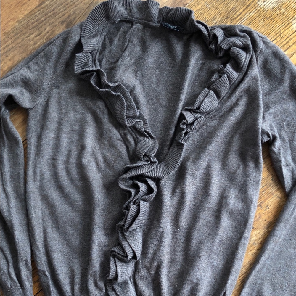 Ann Taylor brown ruffled cardigan